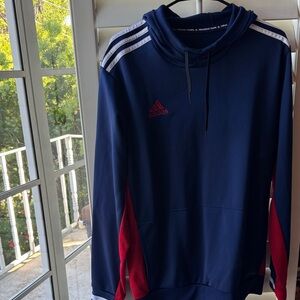 Adidas Men's Blue and Red Hoodie